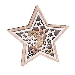 Drevená hviezda s LED svetlom Stellar, 16 x 15 x 3 cm