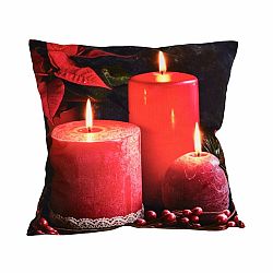 Forbyt Vianočná obliečka na vankúšik Červené sviečky, 40 x 40 cm