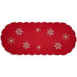 Forbyt Vianočný obrus Vločky červená, 40 x 90 cm