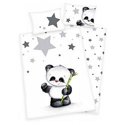 Herding Detské flanelové obliečky do postieľky Jana Star Panda, 135 x 100 cm, 40 x 60 cm