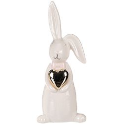 Keramický veľkonočný zajac so srdcom, 9 x 23 x 7 cm