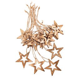 Sada vianočných drevených ozdôb Hviezda natur, 18 ks