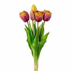 Umelý zväzok tulipánov 5 ks mauve-yellow, v. 38 cm