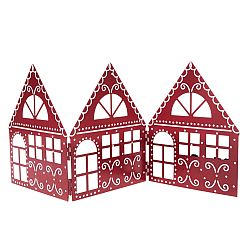 Vianočná kovová dekorácia Three houses červená, 50 x 20 x 2,5 cm