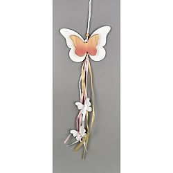 Drevená závesná dekorácia Motýliky, 50 cm