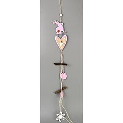 Drevená závesná dekorácia Zajačik so srdiečkom, 40 cm