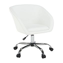 Kancelárske kreslo, biela ekokoža/kov, LENER