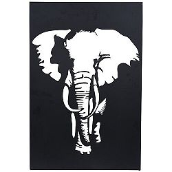 Koopman Závesná kovová dekorácia Slon čierna, 30 x 40 cm