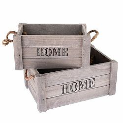 Sada dekoračných drevených debničiek Home 2 ks, sivá