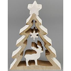 Vianočná dekorácia Stromček s jeleňom, 11 x 15 cm