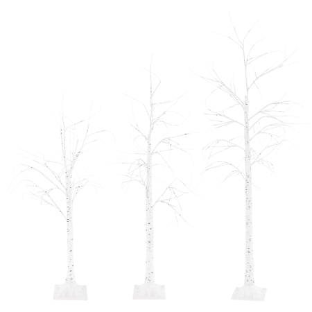 TEMPO-KONDELA INGEBORGA, LED vianočné stromčeky, set 3 ks, breza