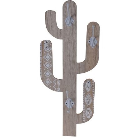Koopman Drevený háčik Cactus Shape, biela
