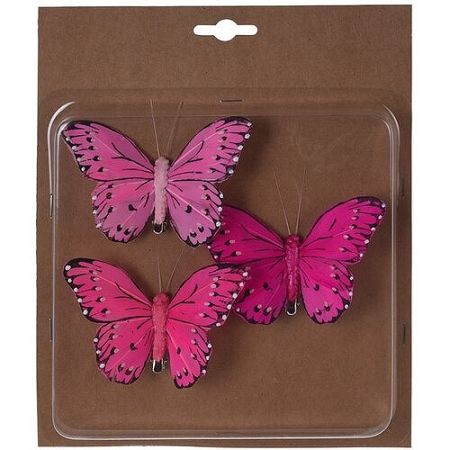 Koopman Sada motýľov na klipe 3 ks, ružová