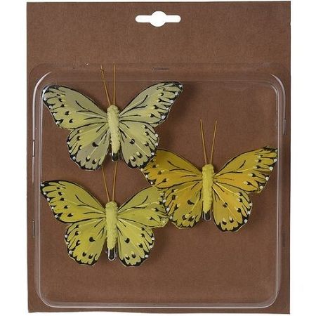 Koopman Sada motýľov na klipe 3 ks, žltá